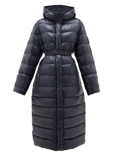 Moncler Cobalt Hooded Quilted Ripstop Down Coat In Midnight Blue