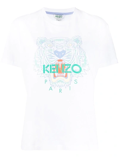 Kenzo Tiger Print Short-sleeved T-shirt In White