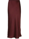 Anine Bing Bar Silk-satin Midi Skirt In Red