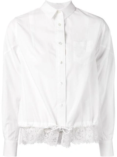 Sacai White Drawstring & Lace Shirt