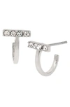 Allsaints Pave Bar Huggie Hoop Earrings In Rhodium