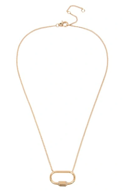 Allsaints Pave Carabiner Delicate Pendant Necklace, 18-20 In Gold