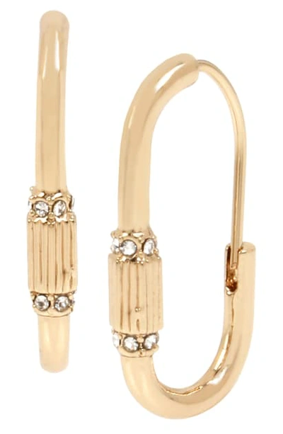 Allsaints Pave Carabiner Small Hoop Earrings In Gold