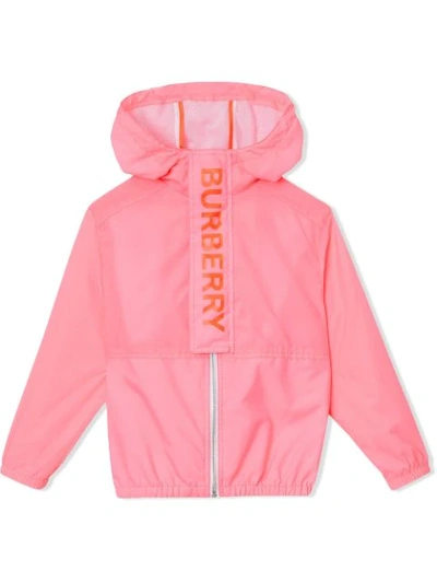 Burberry Kids' Logo Print Lightweight Hooded Jacket In Red