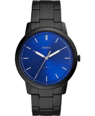 Fossil Men's Minimalist Black Stainless Steel Bracelet Watch 44mm In Black