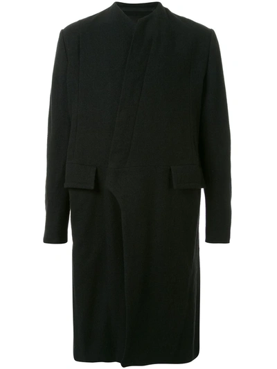 Julius Collarless Coat In Black