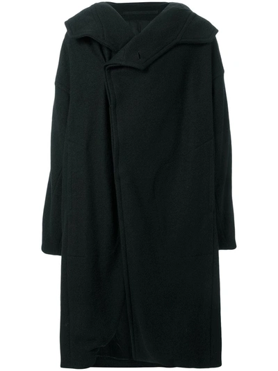 Julius Oversized Hooded Coat In Black