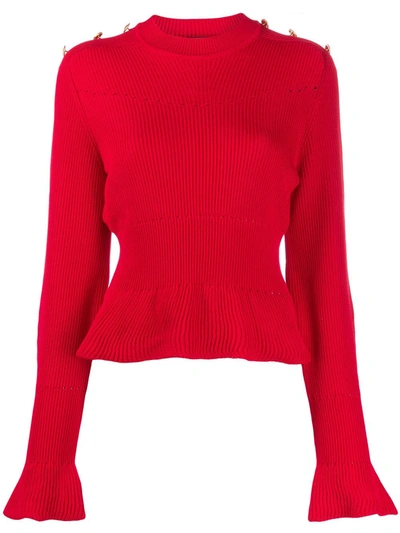 Alberta Ferretti Flared Cuff Knitted Jumper In Red