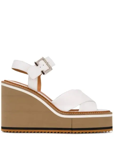 Clergerie Noemie Wedge Sandals In White