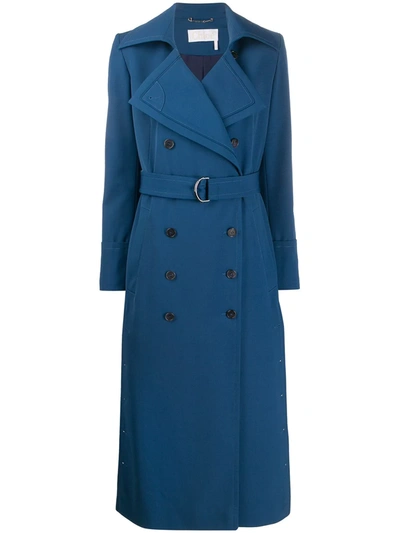 Chloé Double-breasted Trench Coat In Blue