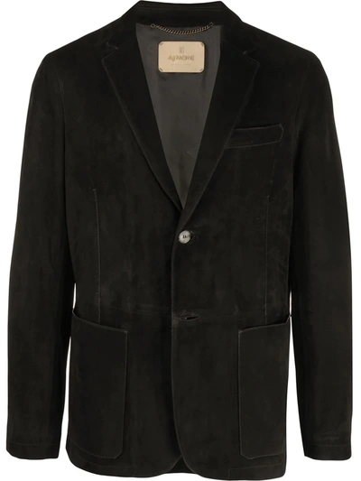 Ajmone Suede Single-breasted Blazer In Black