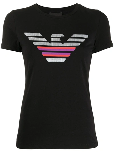 Emporio Armani Short-sleeved Round-necked T-shirt Black Cotton Woman