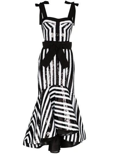 Silvia Tcherassi Gerda Bow-embellished Sequinned Fishtail Dress In Black