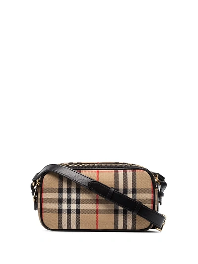 Burberry Camera Micro Checked Shoulder Bag In 棕色