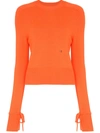 Victoria Beckham Tie Sleeve Long-sleeved Jumper In Orange