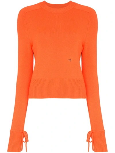 Victoria Beckham Tie Sleeve Long-sleeved Jumper In Orange