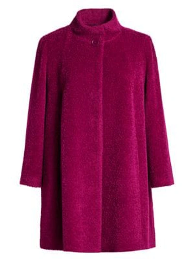 Cinzia Rocca, Plus Size Stand-collar Wool & Alpaca A-line Walking Coat In Pink