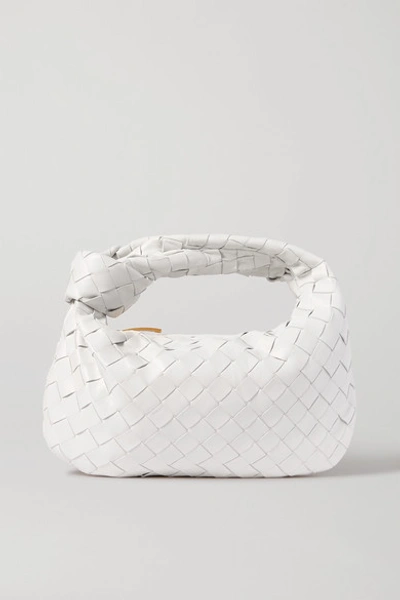 Bottega Veneta Jodie Mini Knotted Intrecciato Textured-leather Tote In White