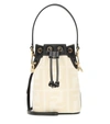 Fendi Mon Trésor Mini Leather-trimmed Canvas Bucket Bag In White