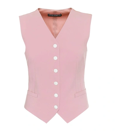 Dolce & Gabbana Wool-blend And Silk-blend Satin Vest In Pink