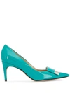 Sergio Rossi Sr1 Embellished Patent-leather Pumps In Blue