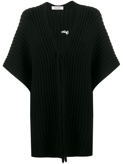 Valentino Vlogo Knitted Poncho In Black
