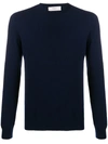 Pringle Of Scotland Embroidered-logo Crew-neck Jumper In Blue