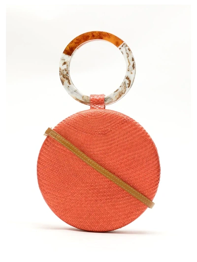 Serpui Straw Clutch Bag In Orange