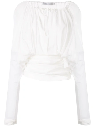 Christopher Esber Sheer Ruched Blouse In White