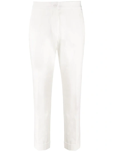 Etro Cropped Turned-up Trousers In White