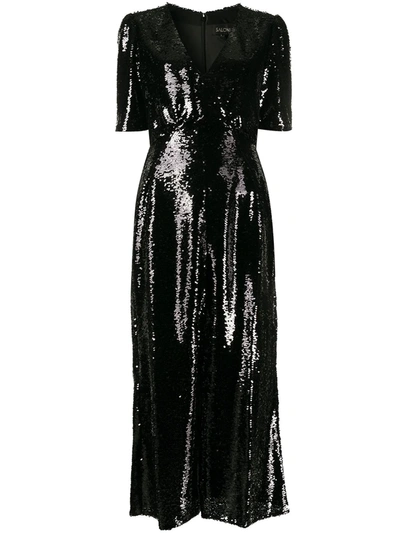 Saloni Sequin Dress In Black