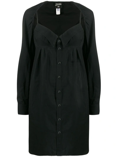 Pre-owned Jean Paul Gaultier 1990's Layered Shirt Dress In Black