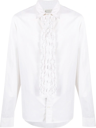 Pre-owned Maison Margiela 1990's Ruffled Front Bib Shirt In White