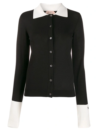 N°21 Contrast Trims Cardigan In Black