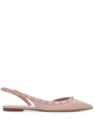 Valentino Garavani Rockstud Ballerina Shoes In Neutrals