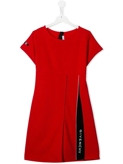 Givenchy Teen Logo Print Skater Dress In Red