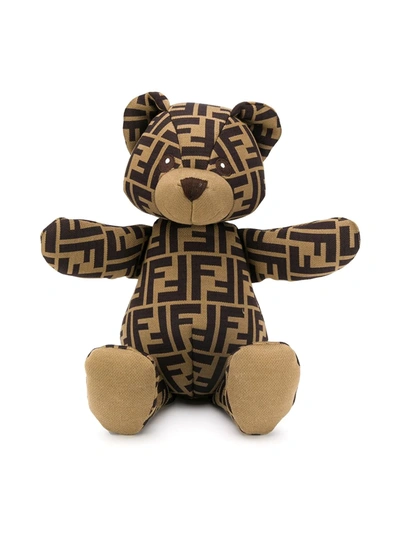 Fendi Kids' Zucca Pattern Teddy Bear In Brown