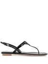 Prada Logo Plaque Flat Sandals In 黑色