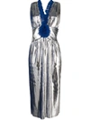 Marco De Vincenzo Ruffled Trim Midi Dress In Metallic