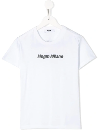 Msgm Teen Logo Print T-shirt In White