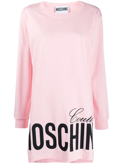 Moschino Couture Logo Sweatshirt Dress In Pink