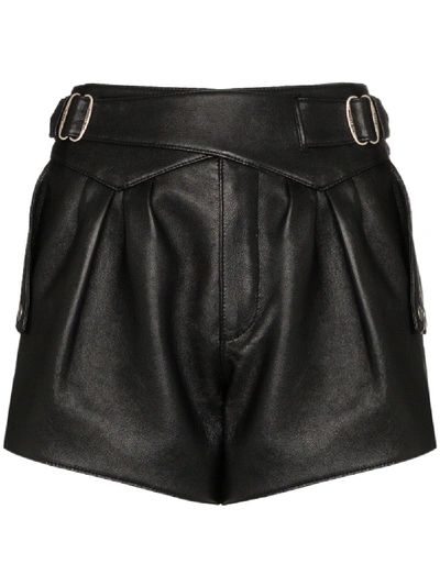Saint Laurent High-waisted Buckled Shorts In 黑色