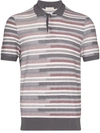 Z Zegna Striped Polo Shirt In Grey