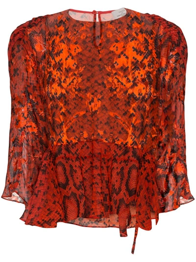 Preen By Thornton Bregazzi Delma Snake Print Blouse In Red