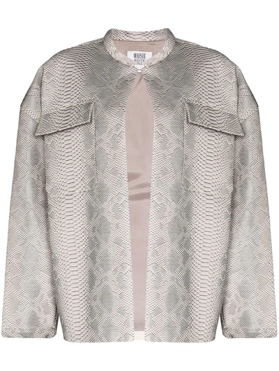 Maisie Wilen Oversized Snake-print Leather Jacket In Grey