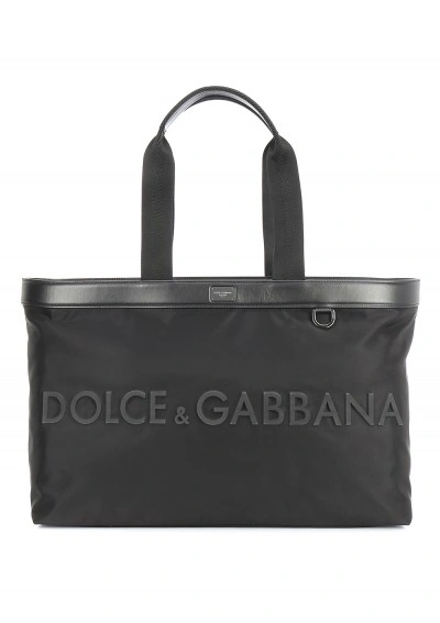 Dolce & Gabbana Shopping Bag In Nero/nero