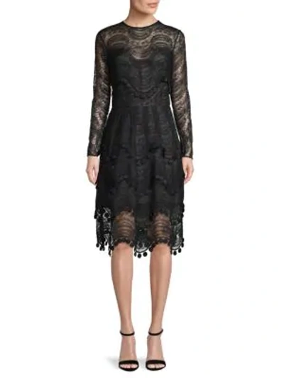 Oscar De La Renta Floral-print Midi Dress In Black