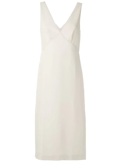 Egrey Side Slits Mid-lenght Dress In White
