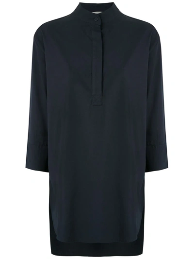 Egrey Mandarin Neck Shirt Dress In Blue