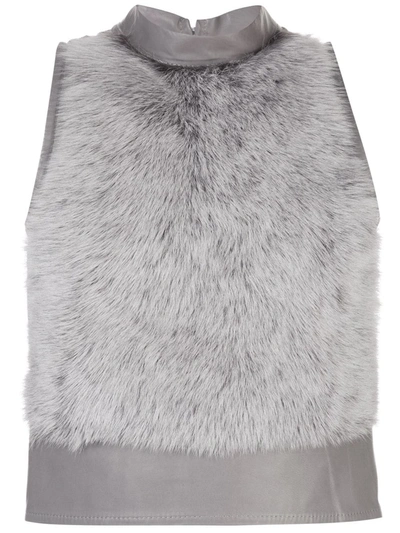 Ludovic De Saint Sernin Fur Sleeveless Top In Grey